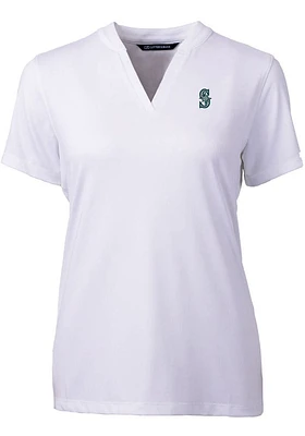 Cutter and Buck Seattle Mariners Womens White Forge Blade Short Sleeve T-Shirt