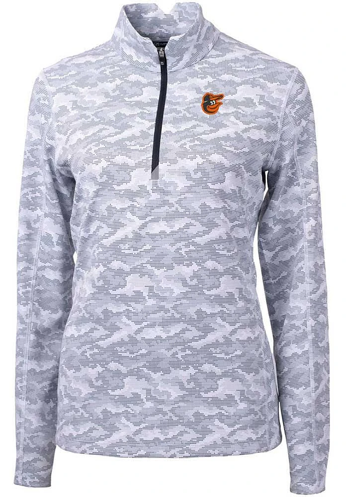 Cutter and Buck Baltimore Orioles Womens Charcoal Traverse Camo Qtr Zip