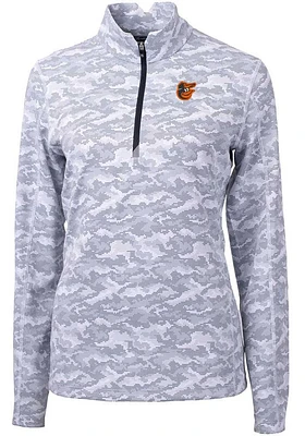 Cutter and Buck Baltimore Orioles Womens Charcoal Traverse Camo Qtr Zip