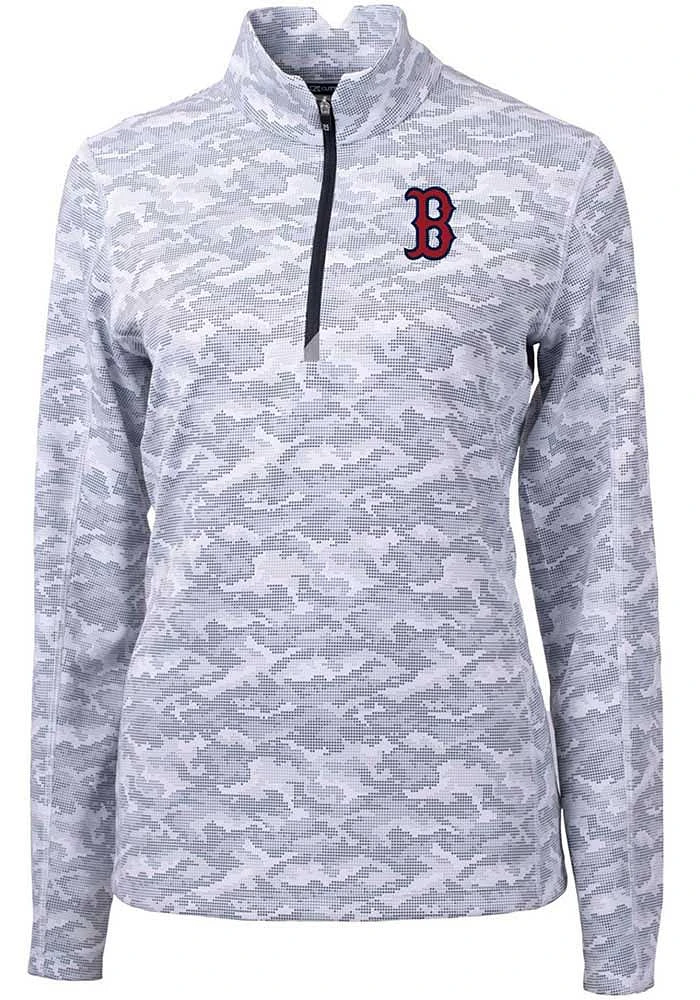 Cutter and Buck Boston Red Sox Womens Charcoal Traverse Camo Qtr Zip