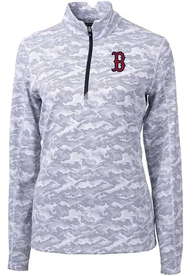 Cutter and Buck Boston Red Sox Womens Charcoal Traverse Camo Qtr Zip
