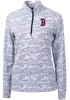 Cutter and Buck Boston Red Sox Womens Charcoal Traverse Camo Qtr Zip