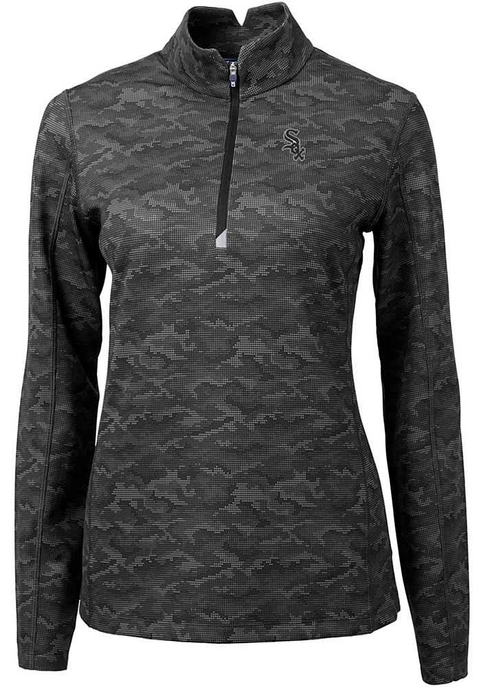 Cutter and Buck Chicago White Sox Womens Black Traverse Camo Qtr Zip