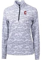Cutter and Buck Cleveland Guardians Womens Charcoal C Logo Traverse Camo Qtr Zip