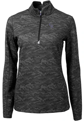 Cutter and Buck Colorado Rockies Womens Black Traverse Camo Qtr Zip