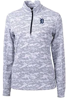 Cutter and Buck Detroit Tigers Womens Charcoal Traverse Camo Qtr Zip