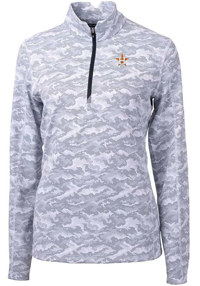 Cutter and Buck Houston Astros Womens Charcoal Traverse Camo Qtr Zip