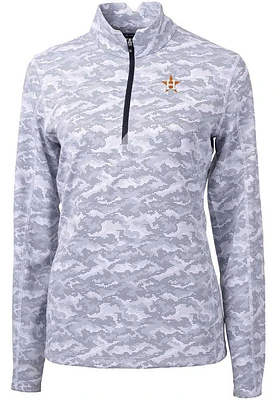 Cutter and Buck Houston Astros Womens Charcoal Traverse Camo Qtr Zip