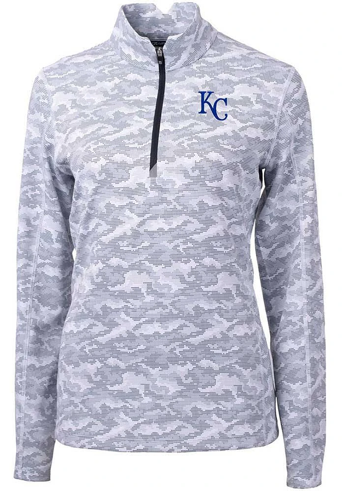 Cutter and Buck Kansas City Royals Womens Charcoal Traverse Camo Qtr Zip