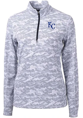 Cutter and Buck Kansas City Royals Womens Charcoal Traverse Camo Qtr Zip