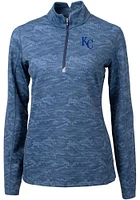 Cutter and Buck Kansas City Royals Womens Navy Blue Traverse Camo Qtr Zip