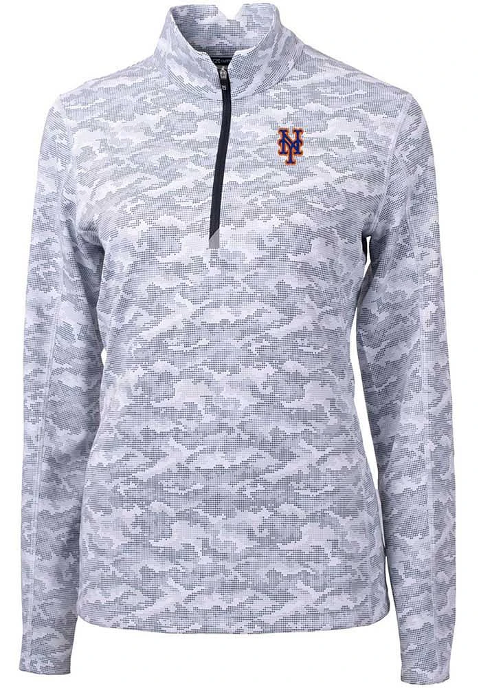 Cutter and Buck New York Mets Womens Charcoal Traverse Camo Qtr Zip