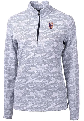 Cutter and Buck New York Mets Womens Charcoal Traverse Camo Qtr Zip