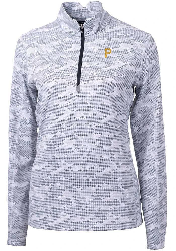 Cutter and Buck Pittsburgh Pirates Womens Charcoal Traverse Camo Qtr Zip
