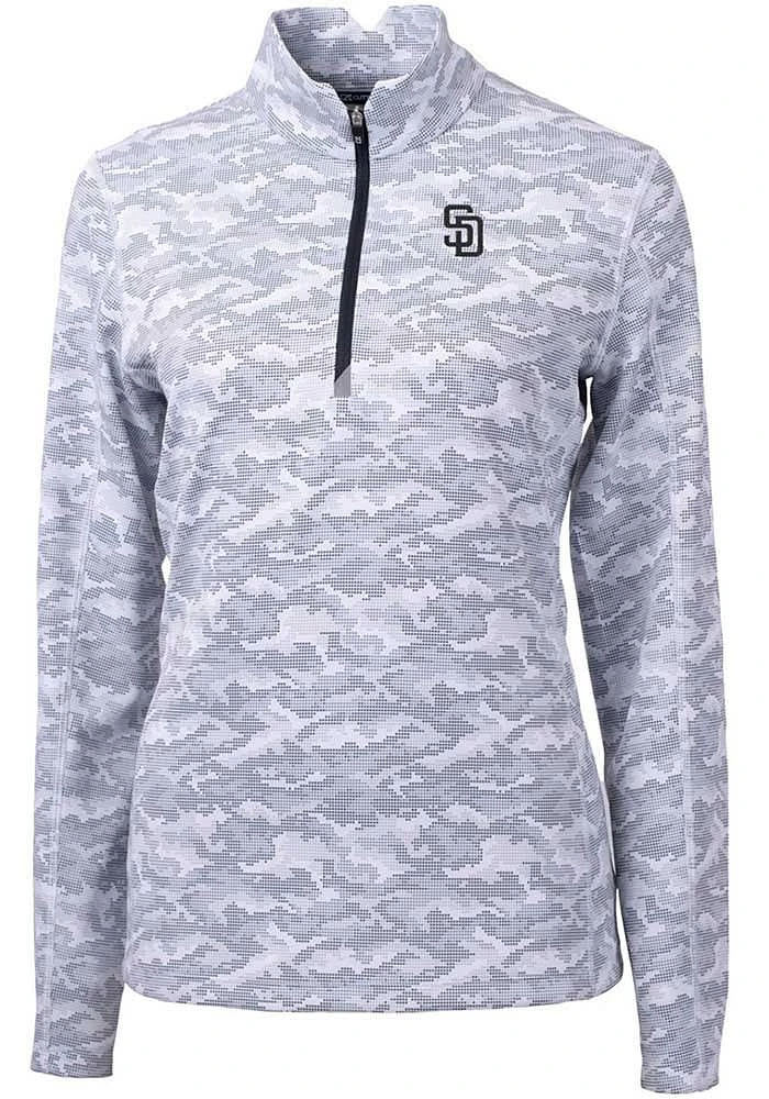 Cutter and Buck San Diego Padres Womens Charcoal Traverse Camo Qtr Zip
