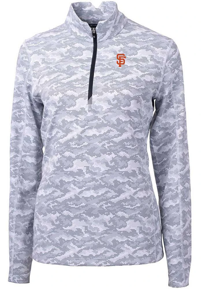Cutter and Buck San Francisco Giants Womens Charcoal Traverse Camo Qtr Zip