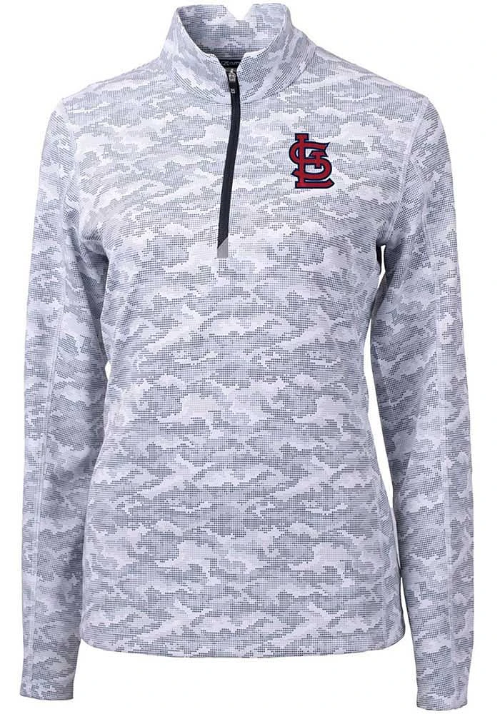 Cutter and Buck St Louis Cardinals Womens Charcoal STL Logo Traverse Camo Qtr Zip