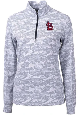 Cutter and Buck St Louis Cardinals Womens Charcoal STL Logo Traverse Camo Qtr Zip