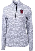Cutter and Buck St Louis Cardinals Womens Charcoal STL Logo Traverse Camo Qtr Zip