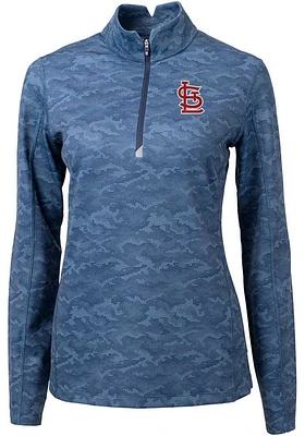 Cutter and Buck St Louis Cardinals Womens Navy Blue Traverse Camo Qtr Zip