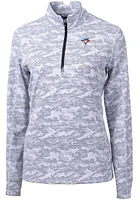 Cutter and Buck Toronto Blue Jays Womens Charcoal Traverse Camo Qtr Zip