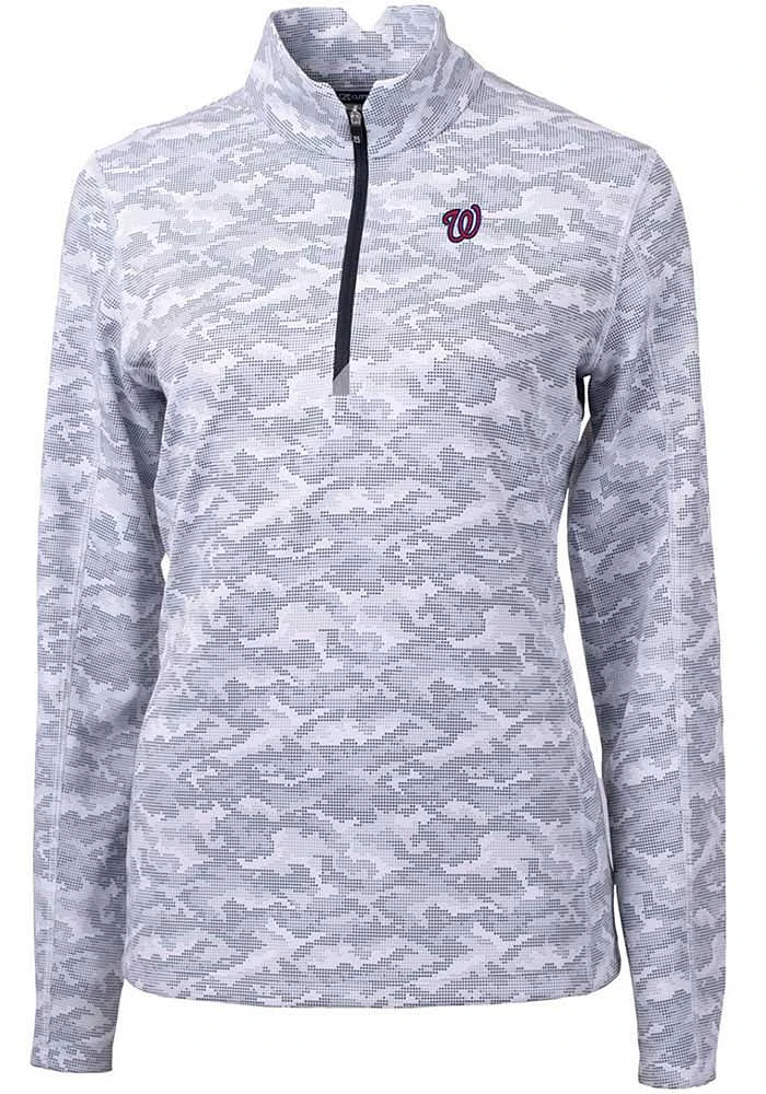 Cutter and Buck Washington Nationals Womens Charcoal Traverse Camo Qtr Zip
