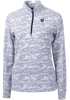 Cutter and Buck Washington Nationals Womens Charcoal Traverse Camo Qtr Zip