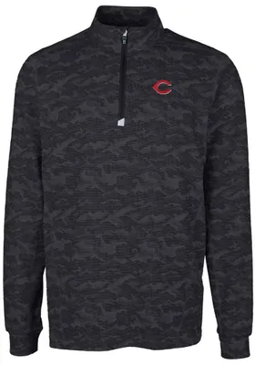 Cutter and Buck Cincinnati Reds Mens Black Traverse Camo Print Big Tall 1/4 Zip Pullover