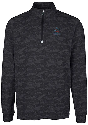 Cutter and Buck Miami Marlins Mens Black Traverse Camo Print Big Tall Qtr Zip