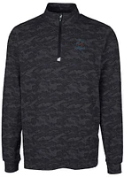 Cutter and Buck Miami Marlins Mens Black Traverse Camo Print Big Tall Qtr Zip