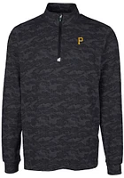 Cutter and Buck Pittsburgh Pirates Mens Black Traverse Camo Print Big Tall Qtr Zip