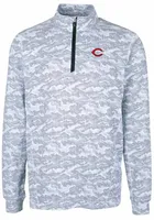 Cutter and Buck Cincinnati Reds Mens Charcoal Traverse Camo Print Big Tall 1/4 Zip Pullover