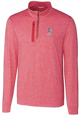 Cutter and Buck Boston Red Sox Mens Stealth Heathered Long Sleeve Qtr Zip Pullover