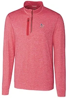 Cutter and Buck Oakland Athletics Mens Red Stealth Heathered Long Sleeve Qtr Zip Pullover