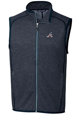 Cutter and Buck Atlanta Braves Mens Navy Blue Mainsail Sleeveless Jacket