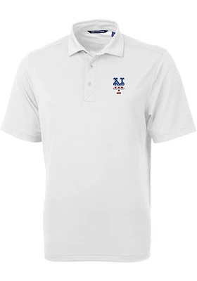 Cutter and Buck New York Mets White Stars Stripes Virtue Eco Pique Big Tall Polo