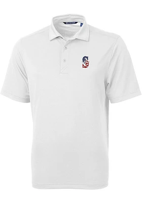 Cutter and Buck Seattle Mariners White Stars Stripes Virtue Eco Pique Big Tall Polo