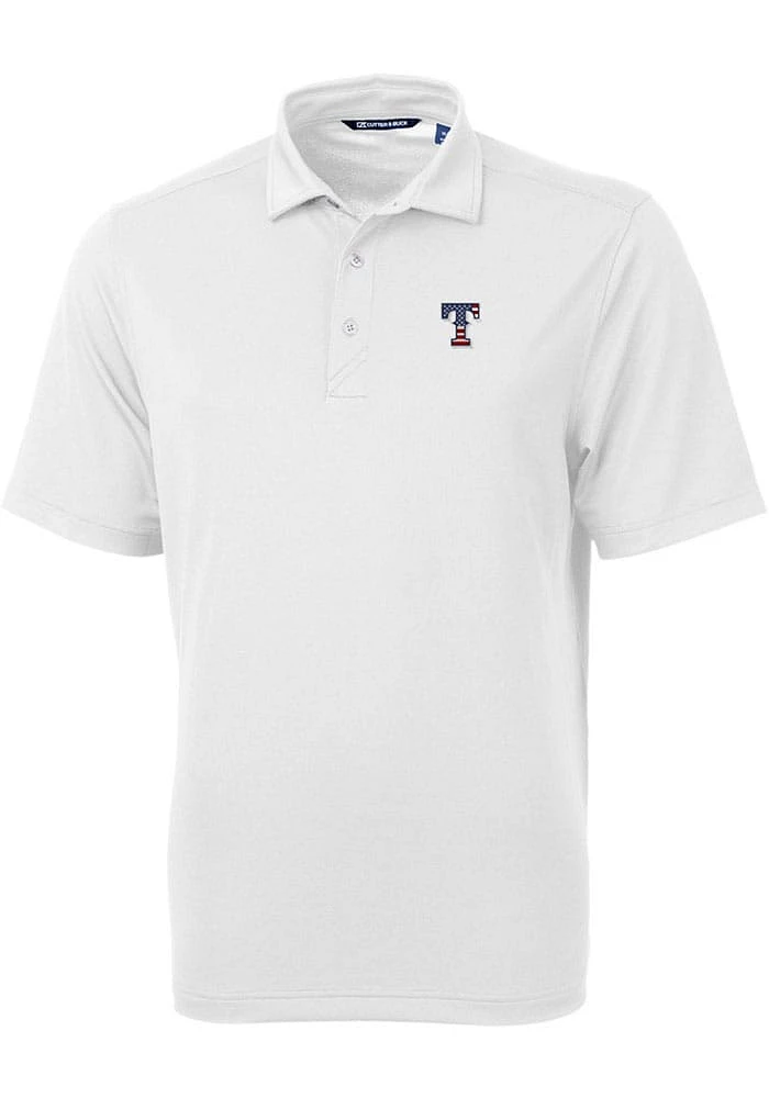 Cutter and Buck Texas Rangers White Stars Stripes Virtue Eco Pique Big Tall Polo