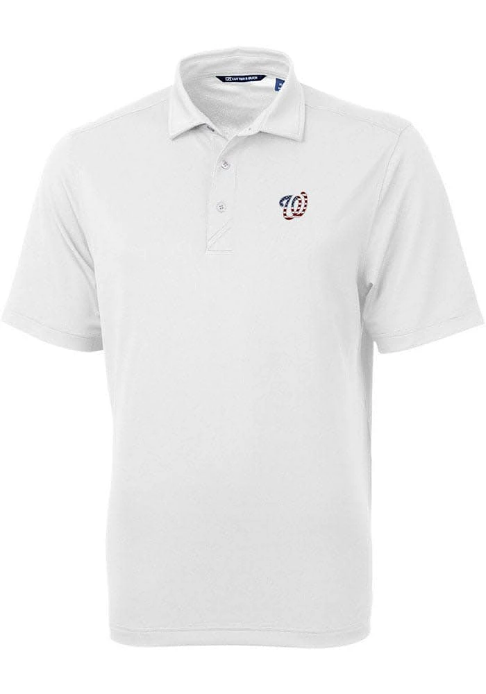Cutter and Buck Washington Nationals White Stars Stripes Virtue Eco Pique Big Tall Polo