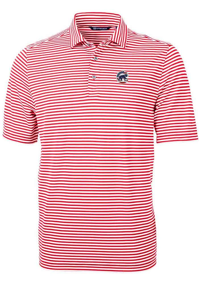 Cutter and Buck Chicago Cubs Red Stars Stripes Virtue Eco Pique Stripe Big Tall Polo