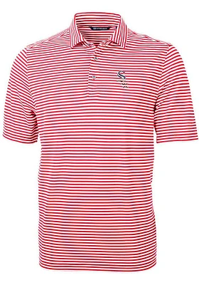 Cutter and Buck Chicago White Sox Red Virtue Eco Pique Stripe Big Tall Polo