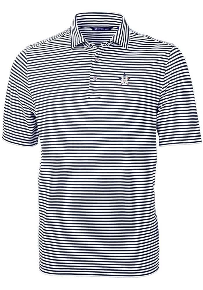 Cutter and Buck Houston Astros Navy Blue Stars Stripes Virtue Eco Pique Stripe Big Tall ..