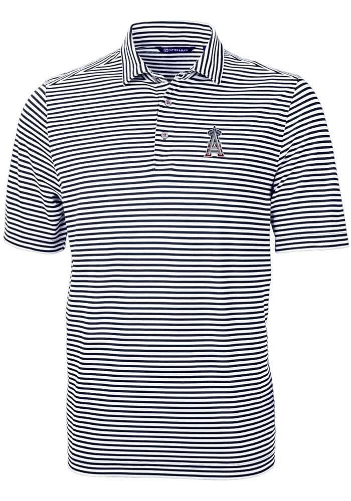 Cutter and Buck Los Angeles Angels Navy Blue Stars Stripes Virtue Eco Pique Stripe Big T..