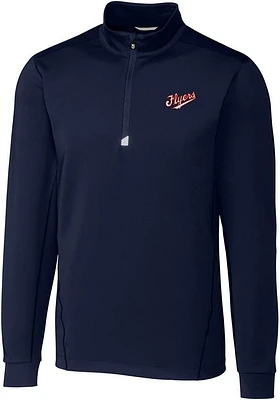 Cutter and Buck Dayton Flyers Mens Navy Blue Vault Traverse Big Tall Qtr Zip