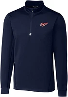 Cutter and Buck Dayton Flyers Mens Navy Blue Vault Traverse Big Tall Qtr Zip