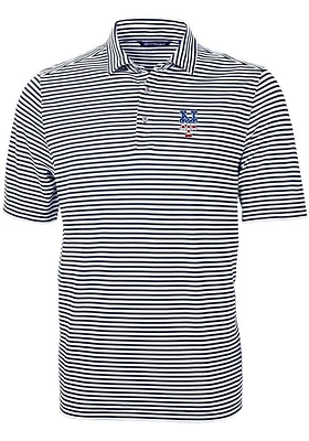 Cutter and Buck New York Mets Navy Blue Virtue Eco Pique Stripe Big Tall Polo