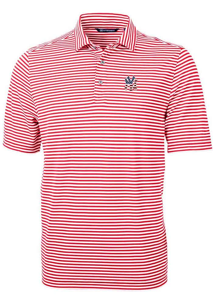 Cutter and Buck New York Yankees Red Virtue Eco Pique Stripe Big Tall Polo