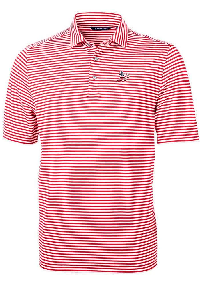 Cutter and Buck Oakland Athletics Red Virtue Eco Pique Stripe Big Tall Polo