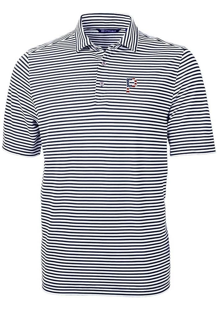 Cutter and Buck Pittsburgh Pirates Navy Blue Virtue Eco Pique Stripe Big Tall Polo