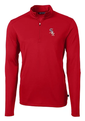 Cutter and Buck Chicago White Sox Mens Red Americana Virtue Eco Pique Big Tall Qtr Zip